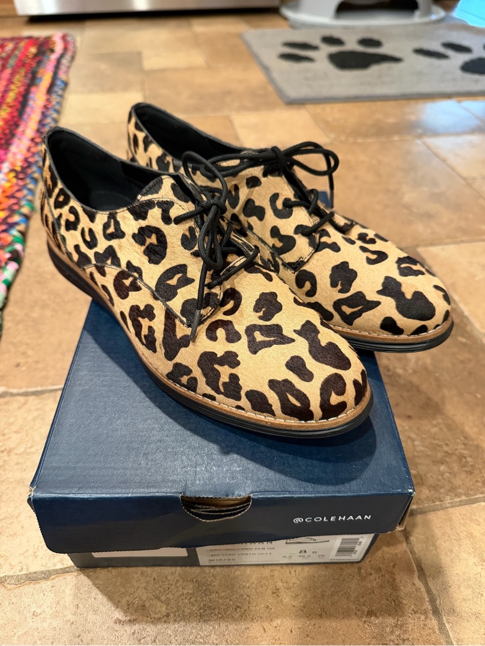 Cole Haan Leopard-Pattern Haircalf Oxford in Tan and Black